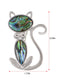 Alilang Vintage Clear Rhinestones Bowknot Abalone Shell Cute Cat Animal Brooch Pin Clothing Bag Accessories