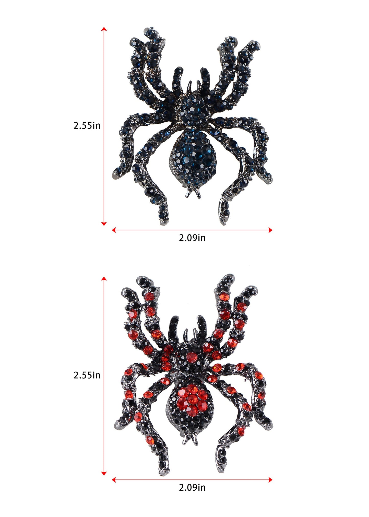 Alilang Black Crystal Rhinestone Spider Brooch Pin Halloween Decoration and Cosplay Accessory Jewelry