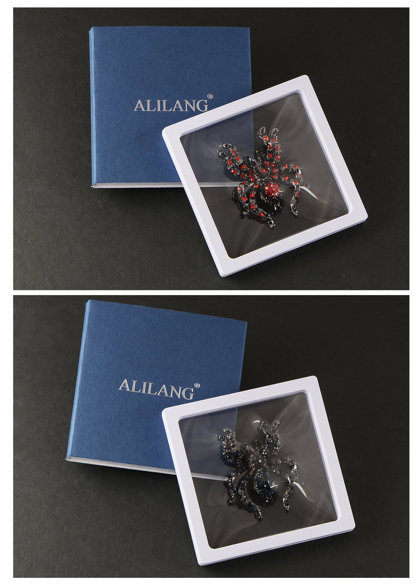 Alilang Black Crystal Rhinestone Spider Brooch Pin Halloween Decoration and Cosplay Accessory Jewelry