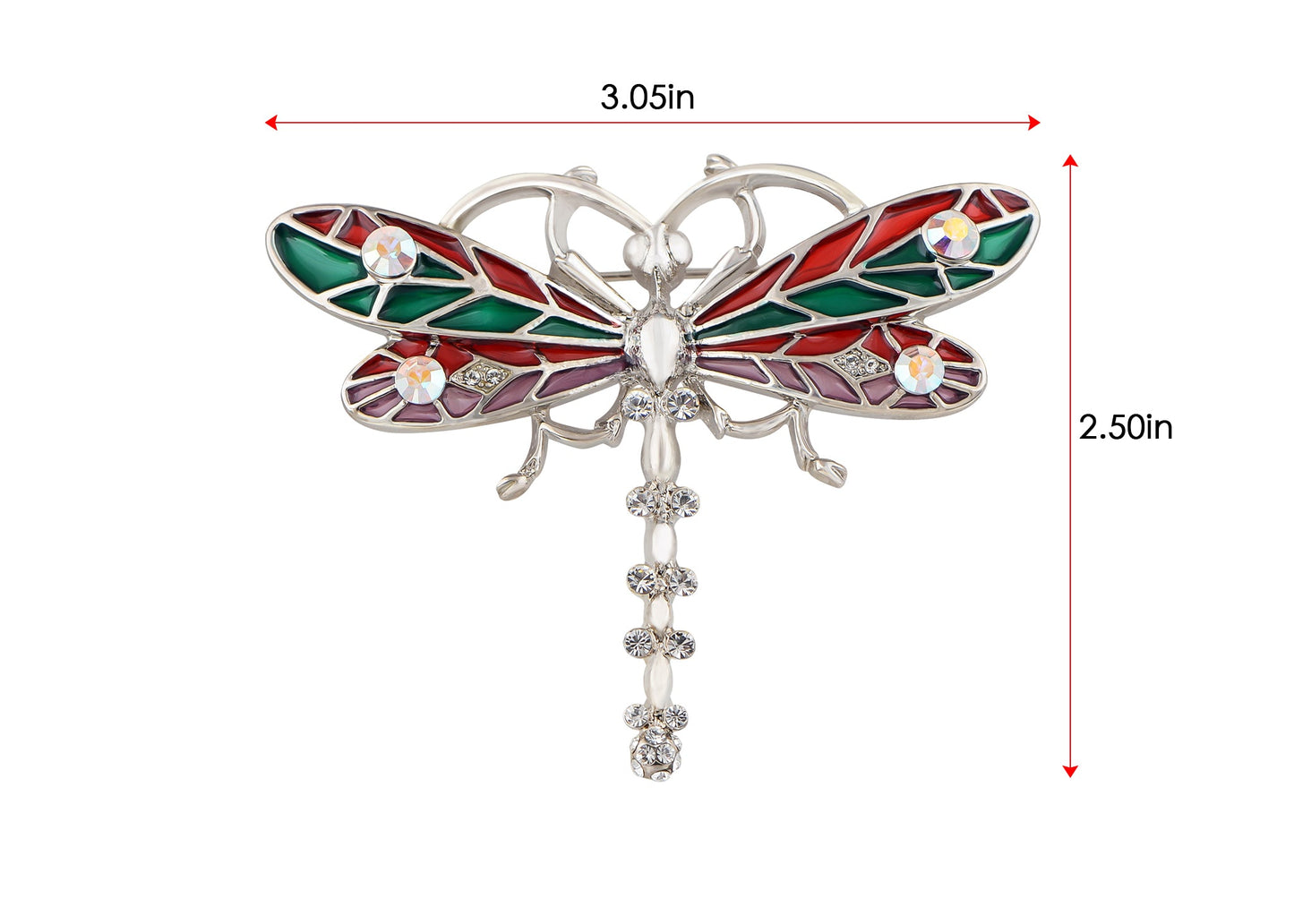 Glitzy Color Enamel Body Ab Dragonfly Bug Fly Brooch Pin