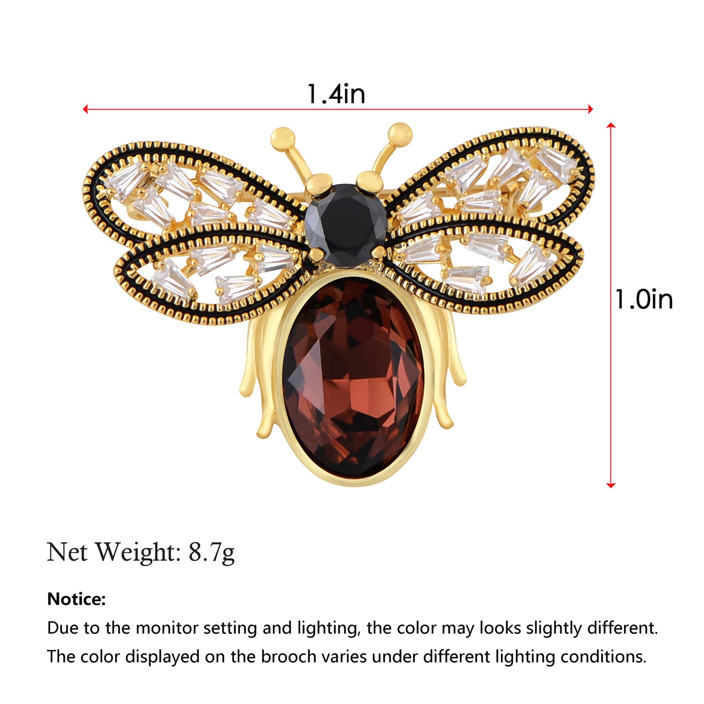 Bee Brooch Pin for Women Zircon Animal Brooches Crystal Honeybee Bumblebee Lapel Pins
