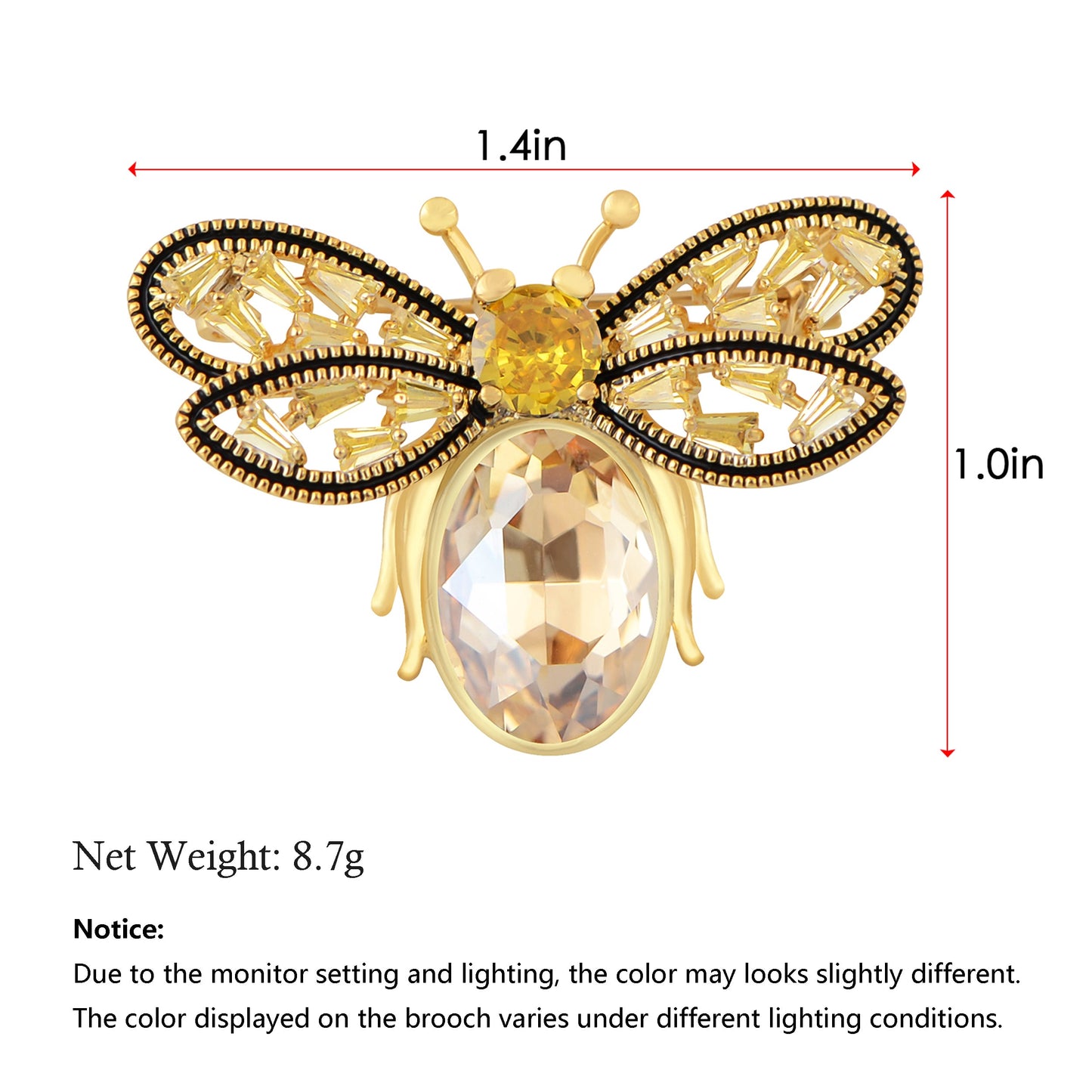 Bee Brooch Pin for Women Zircon Animal Brooches Crystal Honeybee Bumblebee Lapel Pins