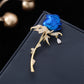 Zircon Rose Flower Brooch Pin Rhinestone Floral Lapel Pins Dress Blazer Suits Pin Accessory