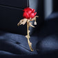 Zircon Rose Flower Brooch Pin Rhinestone Floral Lapel Pins Dress Blazer Suits Pin Accessory