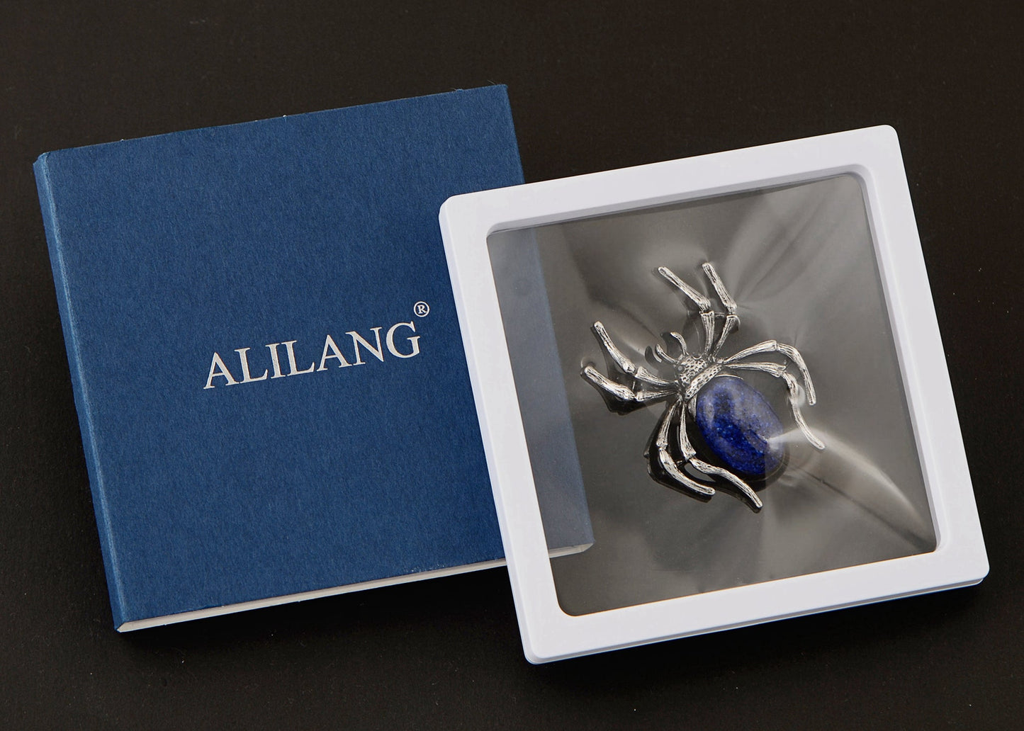 Antique Silvery Tone Abalone Shell Stone Spider Brooch Lapel Pins Pendant Halloween Jewelry