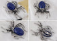 Antique Silvery Tone Abalone Shell Stone Spider Brooch Lapel Pins Pendant Halloween Jewelry