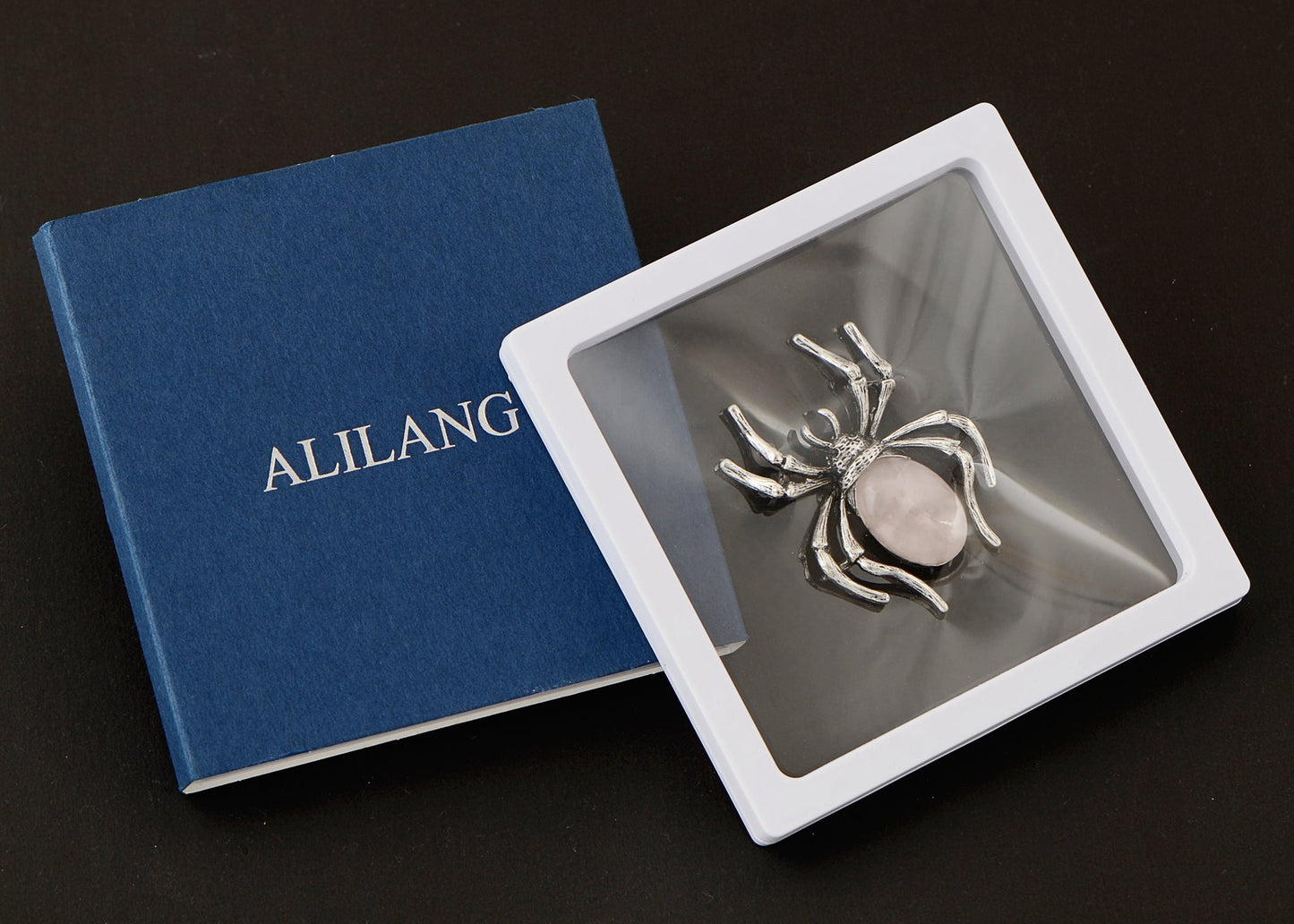 Antique Silvery Tone Abalone Shell Stone Spider Brooch Lapel Pins Pendant Halloween Jewelry