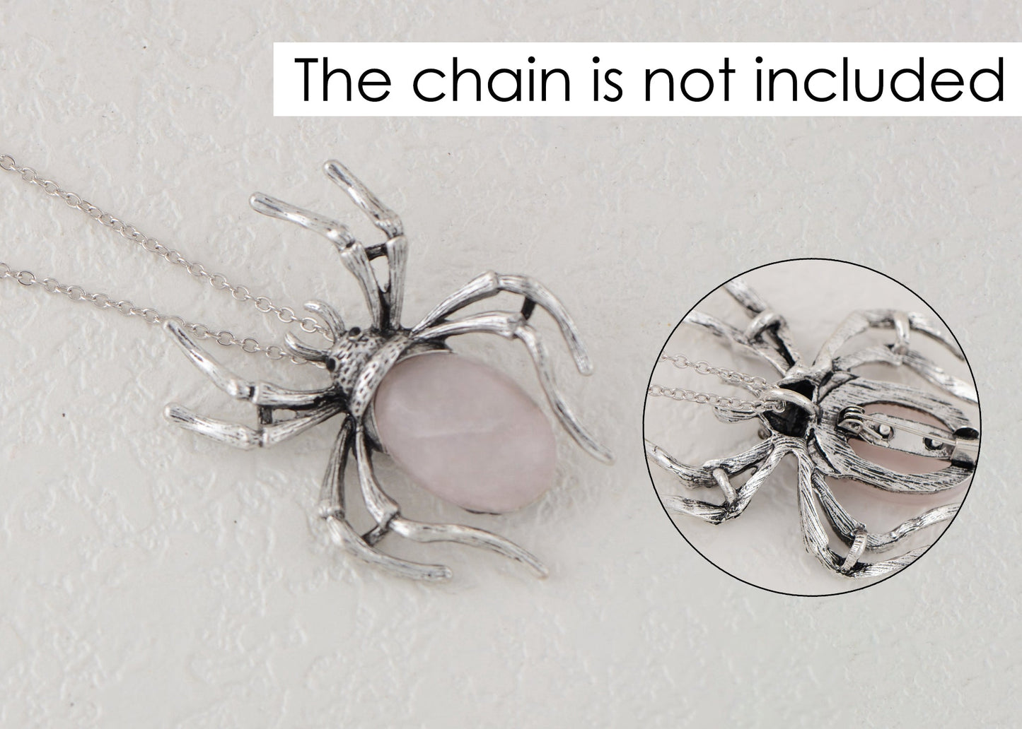 Antique Silvery Tone Abalone Shell Stone Spider Brooch Lapel Pins Pendant Halloween Jewelry