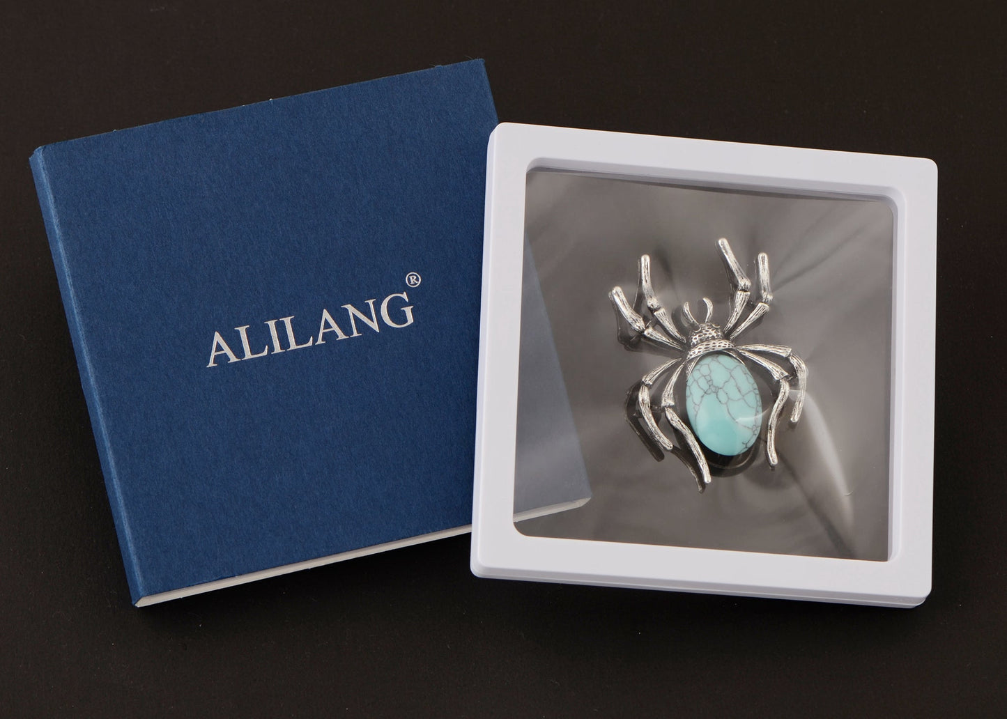 Antique Silvery Tone Abalone Shell Stone Spider Brooch Lapel Pins Pendant Halloween Jewelry