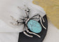 Antique Silvery Tone Abalone Shell Stone Spider Brooch Lapel Pins Pendant Halloween Jewelry