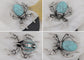 Antique Silvery Tone Abalone Shell Stone Spider Brooch Lapel Pins Pendant Halloween Jewelry