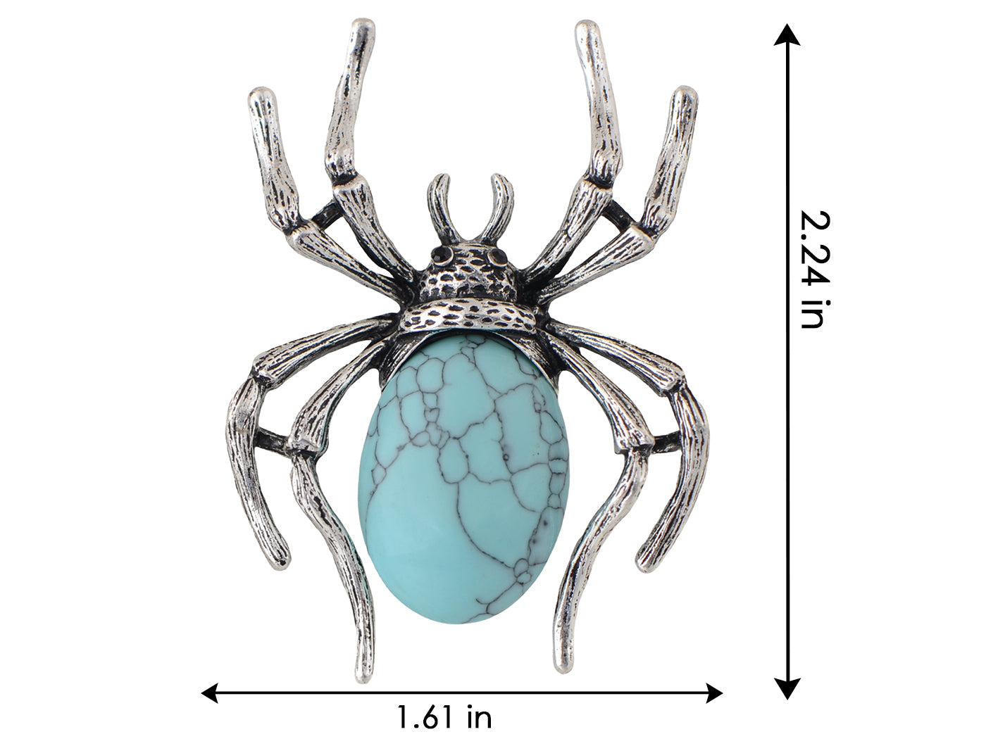 Antique Silvery Tone Abalone Shell Stone Spider Brooch Lapel Pins Pendant Halloween Jewelry