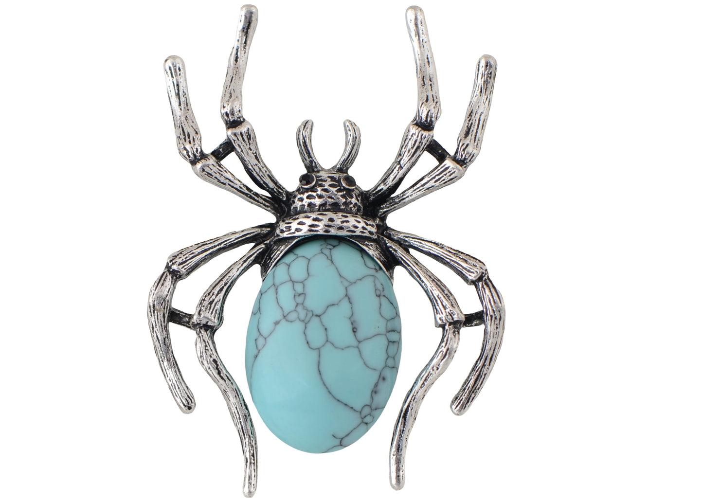 Antique Silvery Tone Abalone Shell Stone Spider Brooch Lapel Pins Pendant Halloween Jewelry