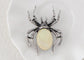 Antique Silvery Tone Abalone Shell Stone Spider Brooch Lapel Pins Pendant Halloween Jewelry