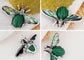 Antique Silvery Tone Abalone Shell Stone Honey Bee Insect Brooch Lapel Pins Pendant Animal Jewelry