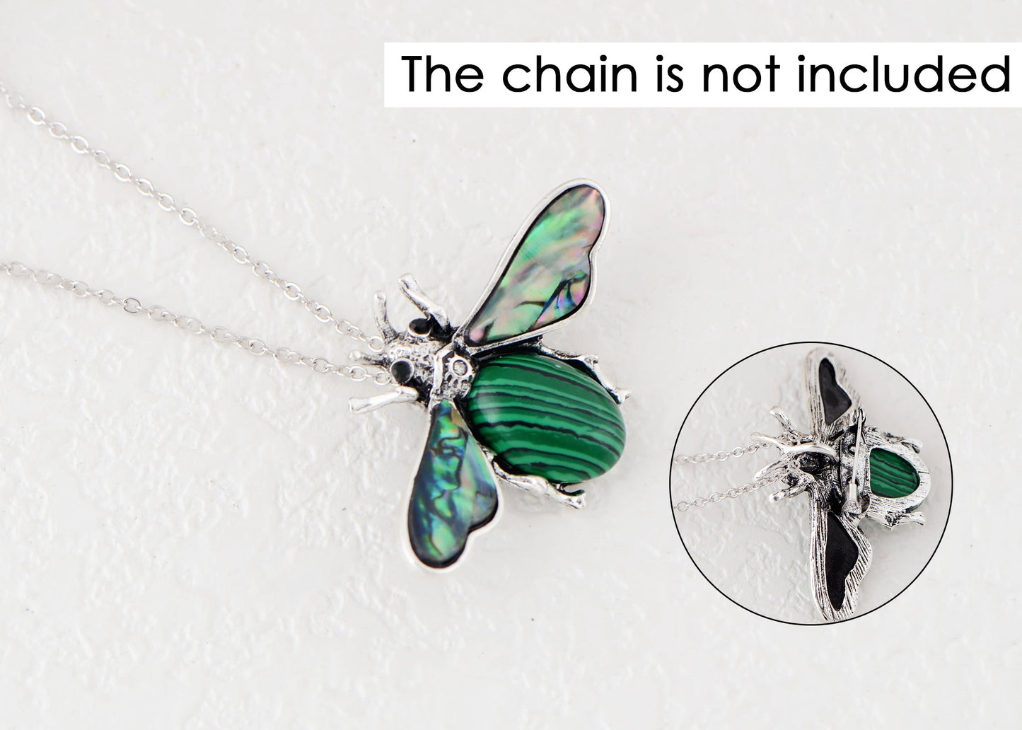 Antique Silvery Tone Abalone Shell Stone Honey Bee Insect Brooch Lapel Pins Pendant Animal Jewelry