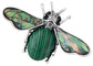 Antique Silvery Tone Abalone Shell Stone Honey Bee Insect Brooch Lapel Pins Pendant Animal Jewelry