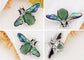Antique Silvery Tone Abalone Shell Stone Honey Bee Insect Brooch Lapel Pins Pendant Animal Jewelry
