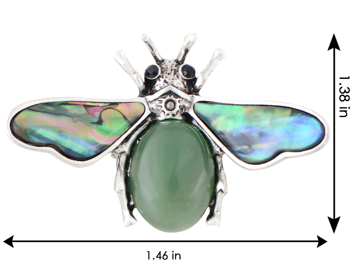 Antique Silvery Tone Abalone Shell Stone Honey Bee Insect Brooch Lapel Pins Pendant Animal Jewelry