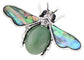 Antique Silvery Tone Abalone Shell Stone Honey Bee Insect Brooch Lapel Pins Pendant Animal Jewelry