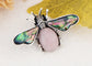 Antique Silvery Tone Abalone Shell Stone Honey Bee Insect Brooch Lapel Pins Pendant Animal Jewelry