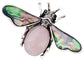 Antique Silvery Tone Abalone Shell Stone Honey Bee Insect Brooch Lapel Pins Pendant Animal Jewelry