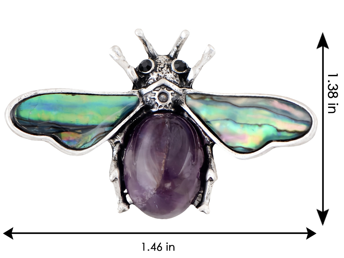 Antique Silvery Tone Abalone Shell Stone Honey Bee Insect Brooch Lapel Pins Pendant Animal Jewelry