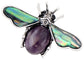 Antique Silvery Tone Abalone Shell Stone Honey Bee Insect Brooch Lapel Pins Pendant Animal Jewelry