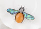 Antique Silvery Tone Abalone Shell Stone Honey Bee Insect Brooch Lapel Pins Pendant Animal Jewelry