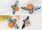 Antique Silvery Tone Abalone Shell Stone Honey Bee Insect Brooch Lapel Pins Pendant Animal Jewelry
