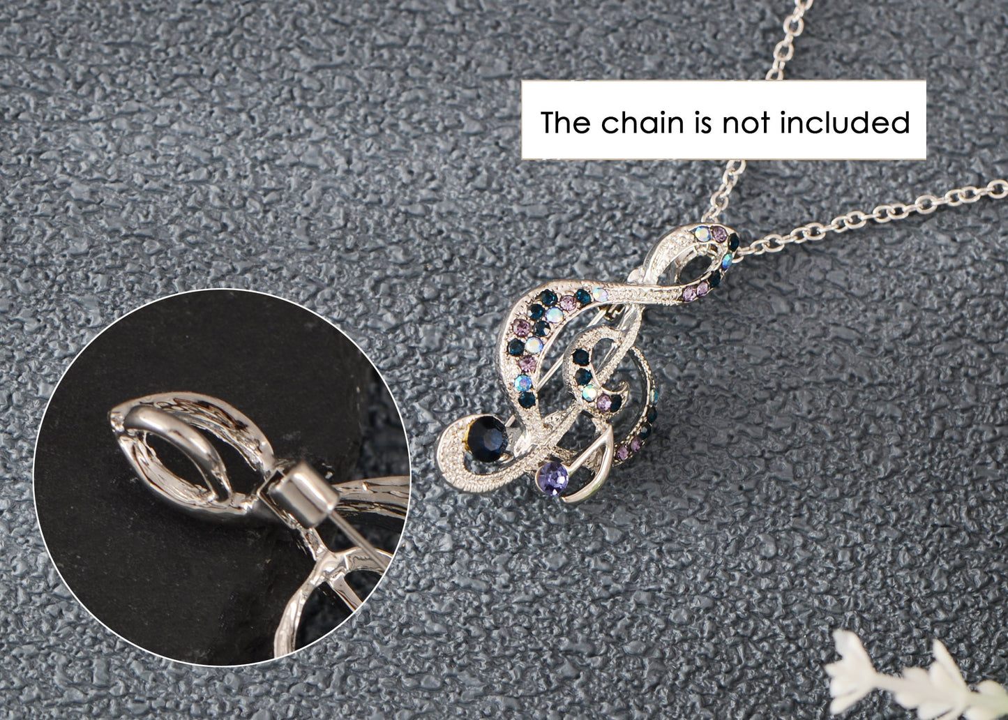 Elegant Rhinestone Crystal Treble Clef Music Note Brooch Pin ¨C for Scarf, Sweater, Wedding, Christmas Costume Accessories