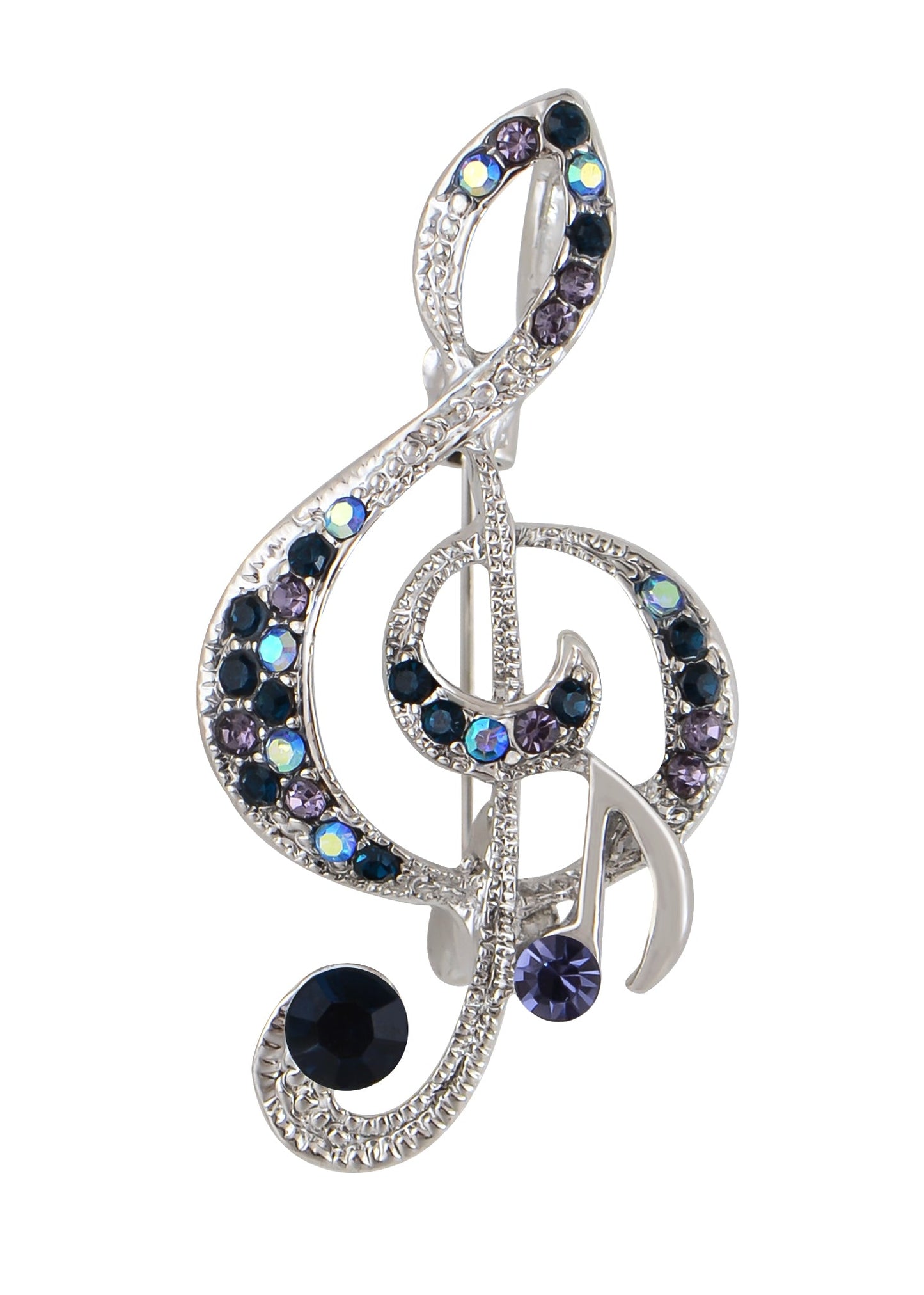 Elegant Rhinestone Crystal Treble Clef Music Note Brooch Pin ¨C for Scarf, Sweater, Wedding, Christmas Costume Accessories