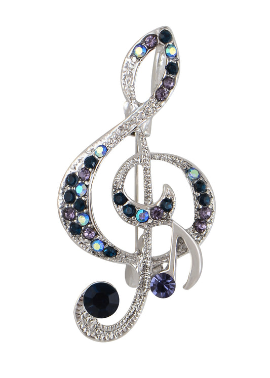 Elegant Rhinestone Crystal Treble Clef Music Note Brooch Pin ¨C for Scarf, Sweater, Wedding, Christmas Costume Accessories
