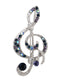 Elegant Rhinestone Crystal Treble Clef Music Note Brooch Pin ¨C for Scarf, Sweater, Wedding, Christmas Costume Accessories