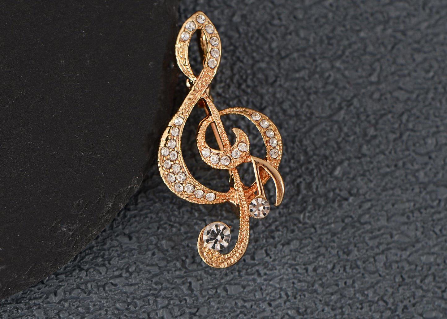 Elegant Rhinestone Crystal Treble Clef Music Note Brooch Pin ¨C for Scarf, Sweater, Wedding, Christmas Costume Accessories