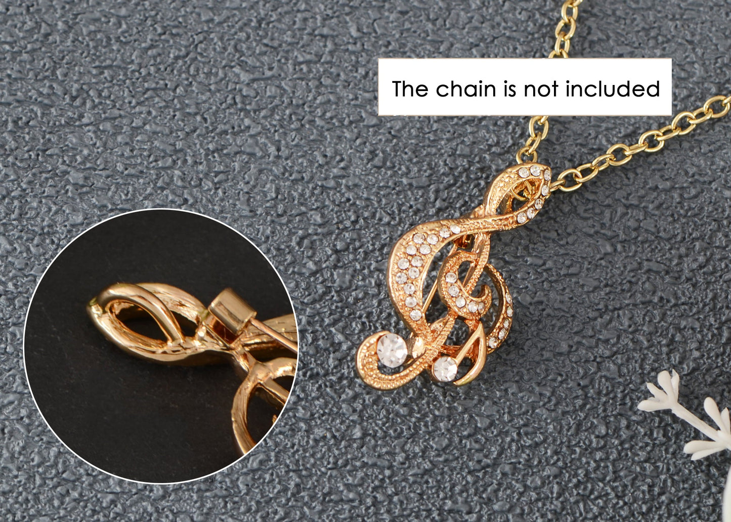 Elegant Rhinestone Crystal Treble Clef Music Note Brooch Pin ¨C for Scarf, Sweater, Wedding, Christmas Costume Accessories