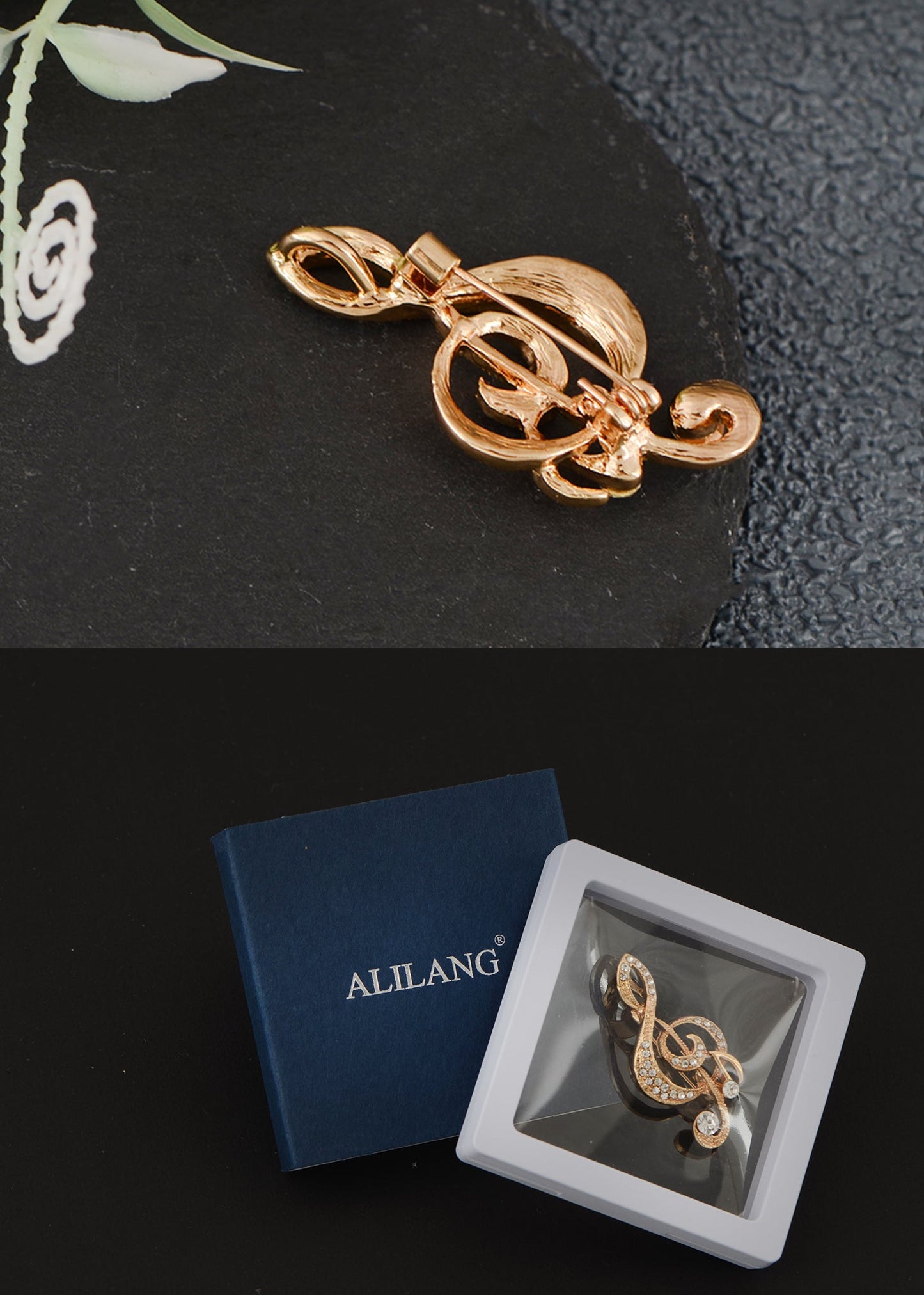 Elegant Rhinestone Crystal Treble Clef Music Note Brooch Pin ¨C for Scarf, Sweater, Wedding, Christmas Costume Accessories