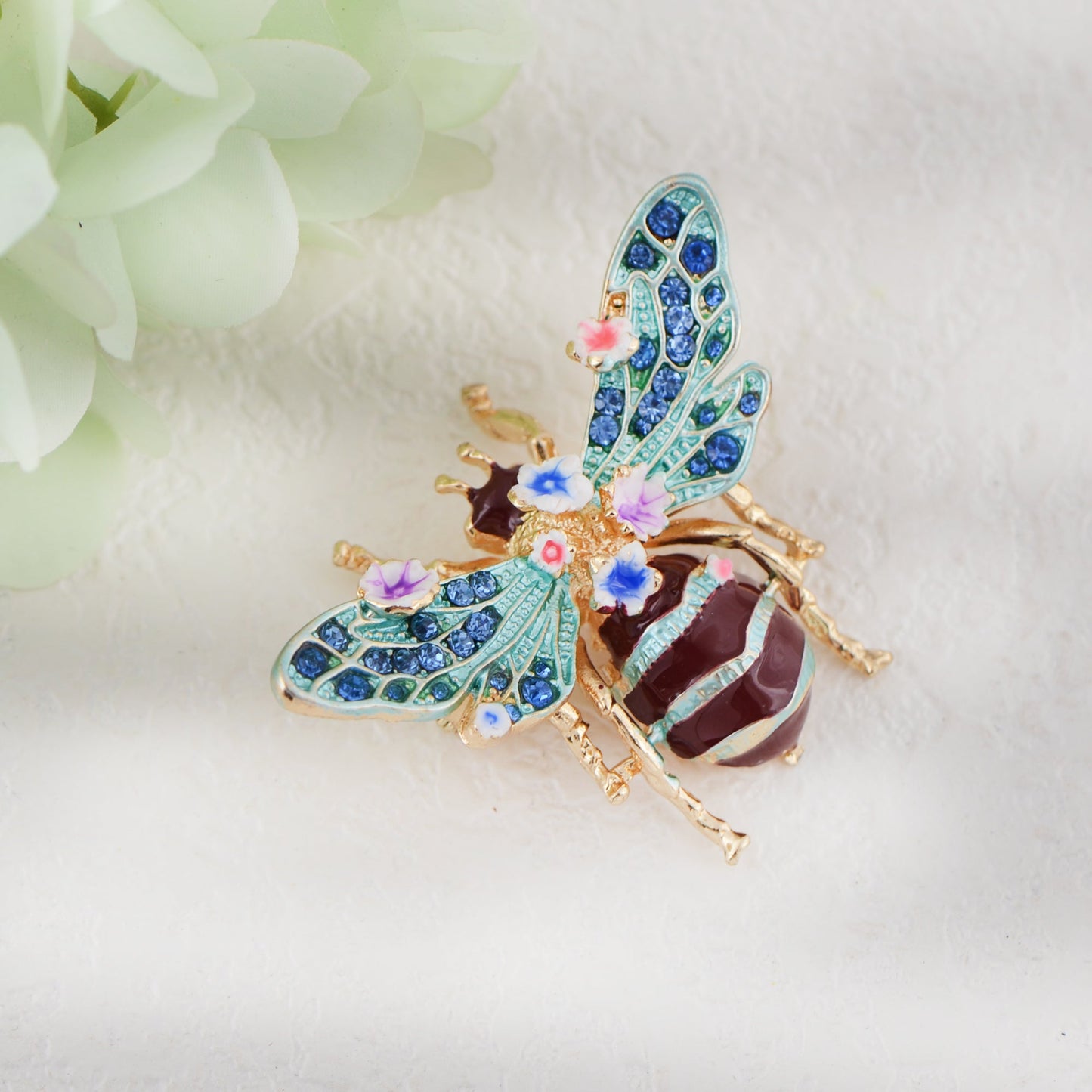 Crystal Rhinestone Bee Crystal Rhinestone Brooch Pin - Elegant Enamel Insect Flower Jewelry for Women & Men