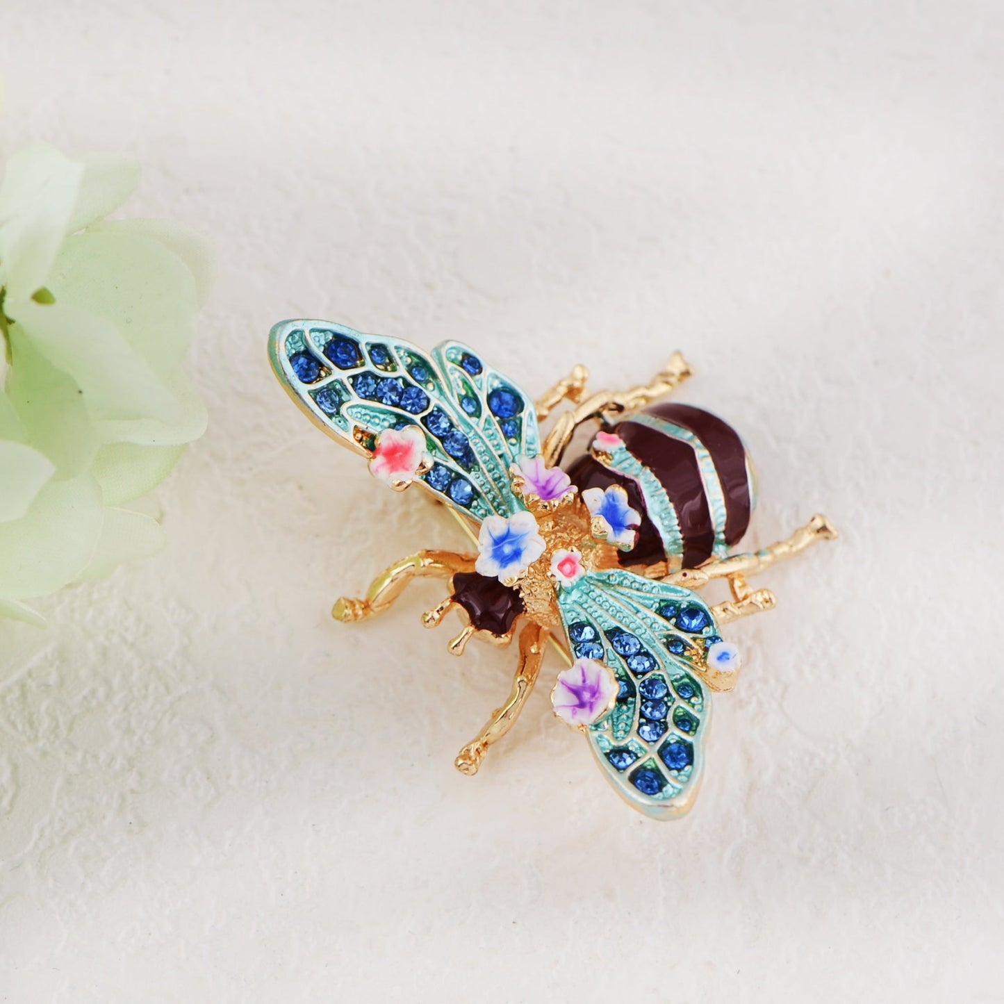 Crystal Rhinestone Bee Crystal Rhinestone Brooch Pin - Elegant Enamel Insect Flower Jewelry for Women & Men