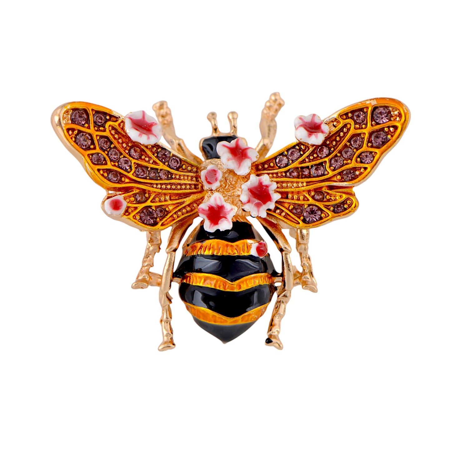 Crystal Rhinestone Bee Crystal Rhinestone Brooch Pin - Elegant Enamel Insect Flower Jewelry for Women & Men