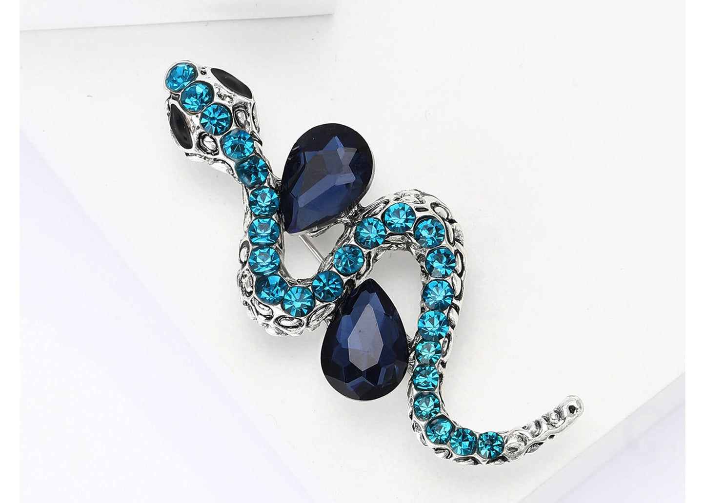 Crystal Rhinestone Snake Brooch Necklace for Halloween and Cosplay