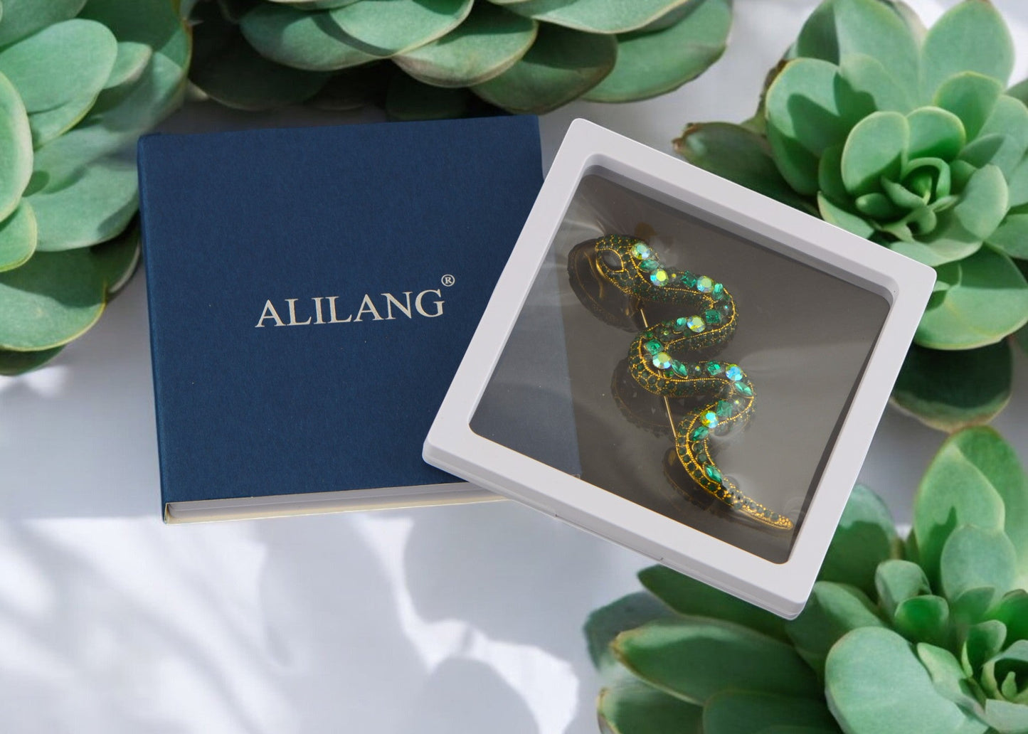 Crystal Rhinestone Snake Brooch Necklace for Halloween and Cosplay