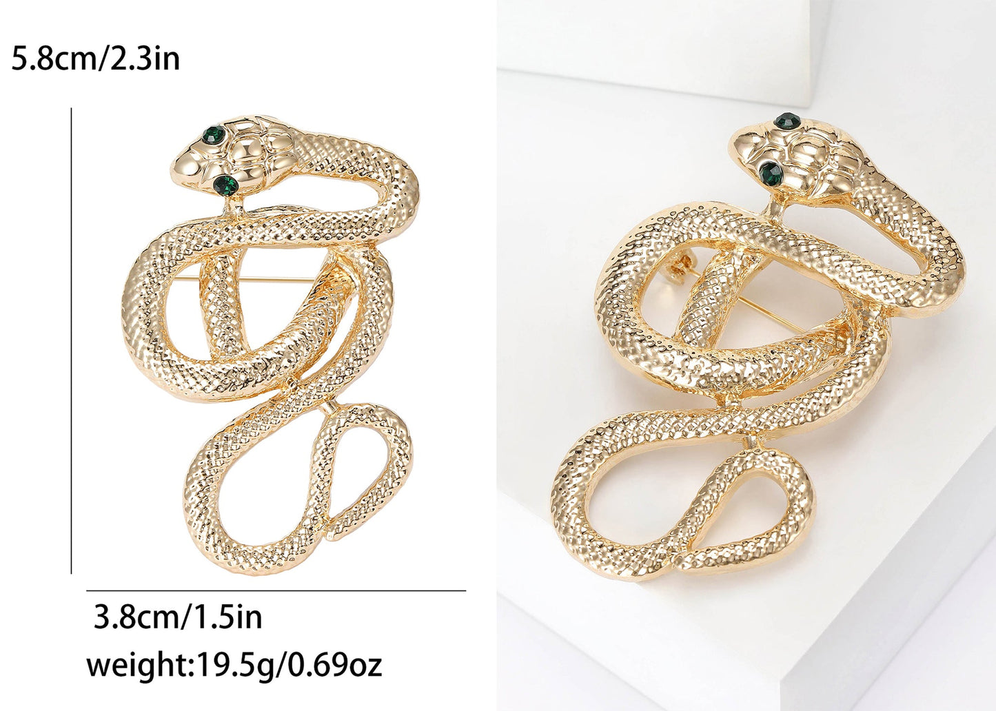 Crystal Rhinestone Snake Brooch Necklace for Halloween and Cosplay