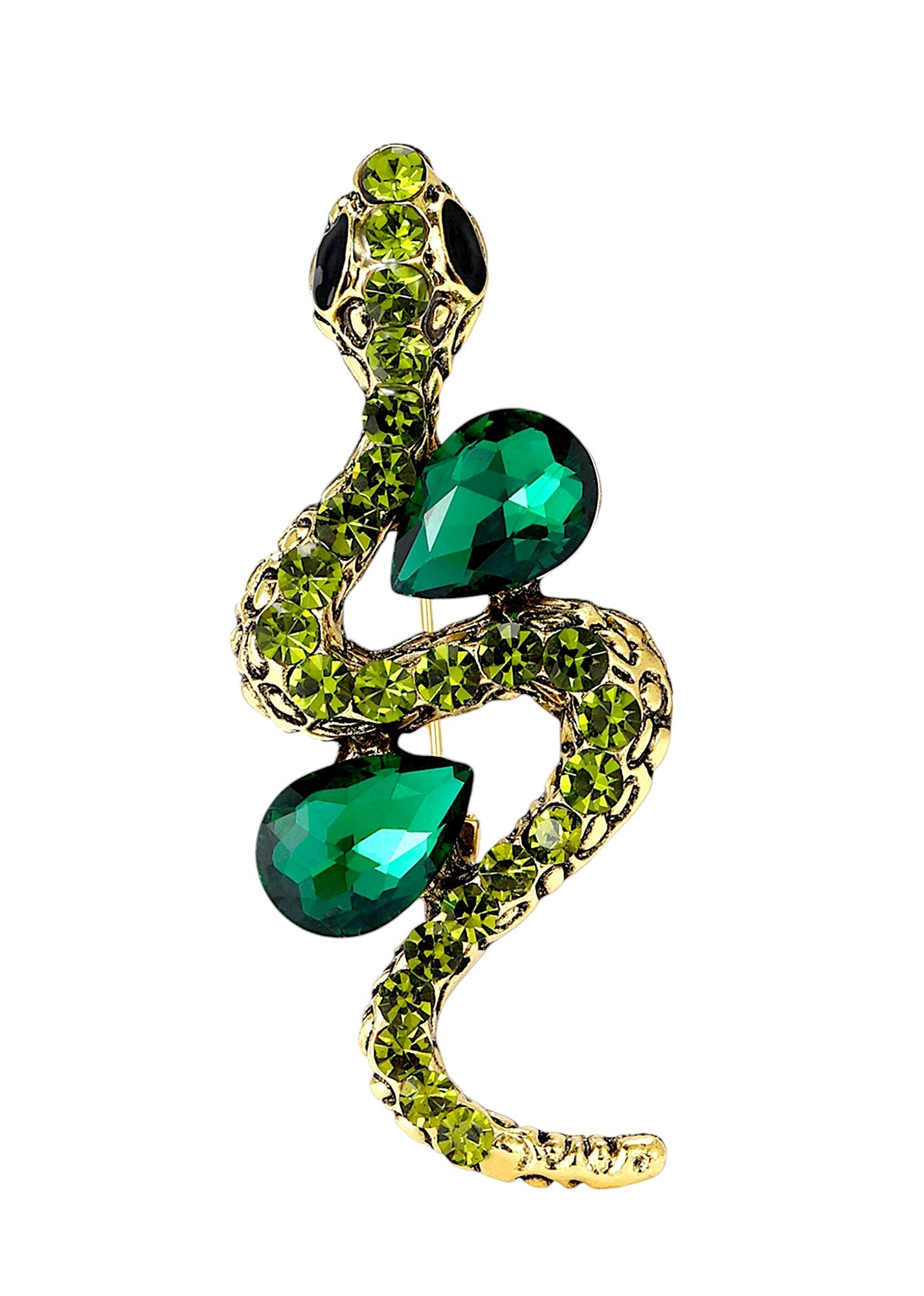 Crystal Rhinestone Snake Brooch Necklace for Halloween and Cosplay