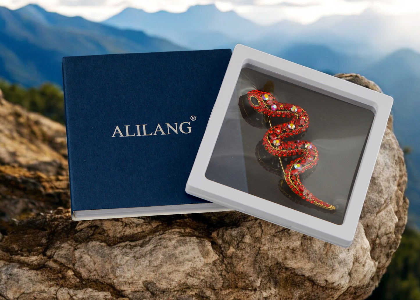 Crystal Rhinestone Snake Brooch Necklace for Halloween and Cosplay