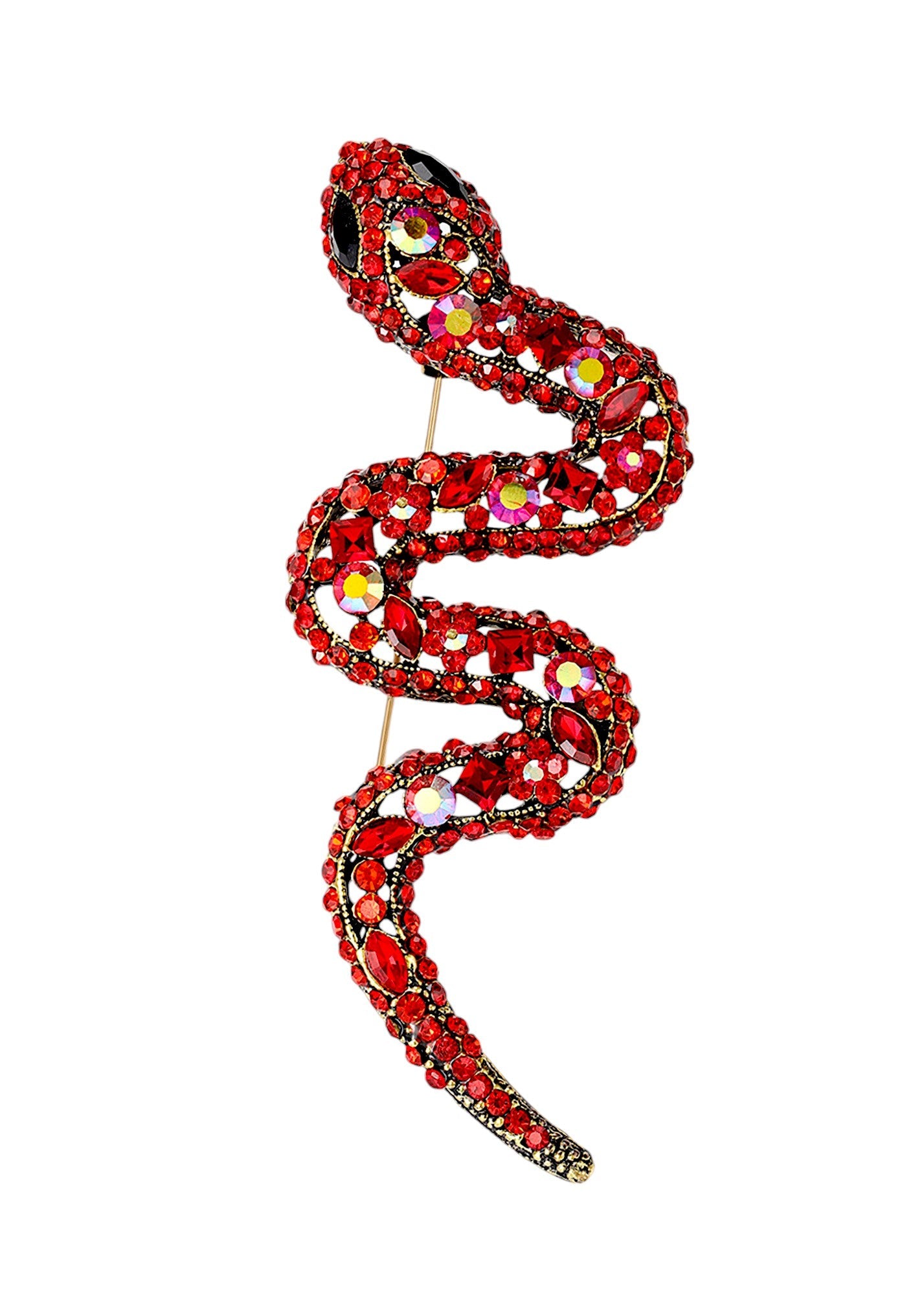 Crystal Rhinestone Snake Brooch Necklace for Halloween and Cosplay