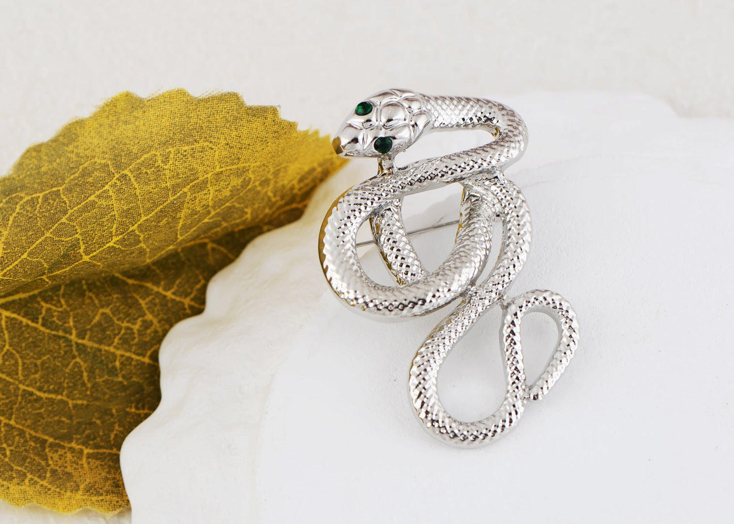 Crystal Rhinestone Snake Brooch Necklace for Halloween and Cosplay