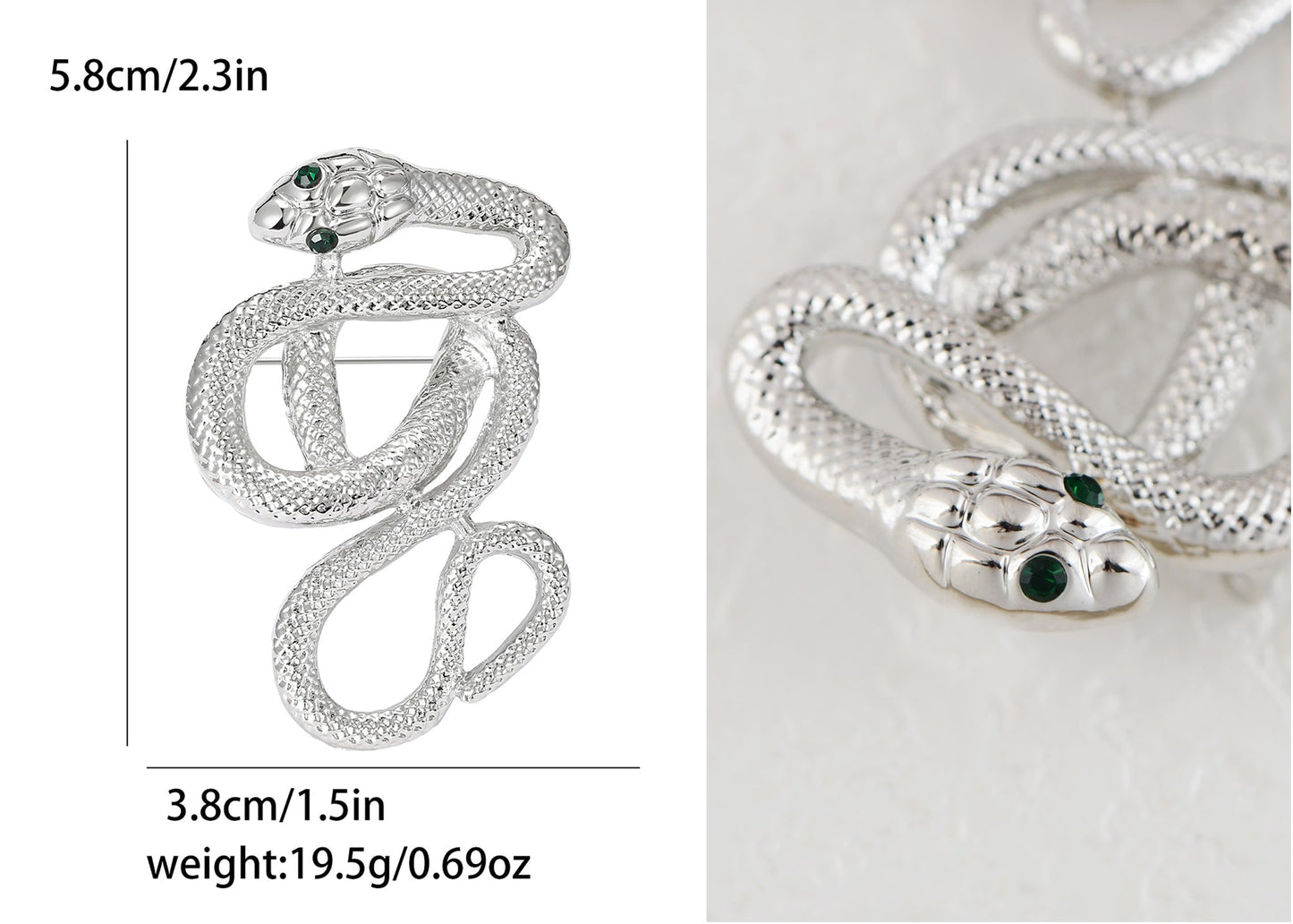 Crystal Rhinestone Snake Brooch Necklace for Halloween and Cosplay