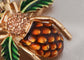 Elegant Crystal Rhinestone Fruit and Bee Brooch - Fashionable Gold Plated Fruit Insect Lapel Pins for Dresses and Accessories