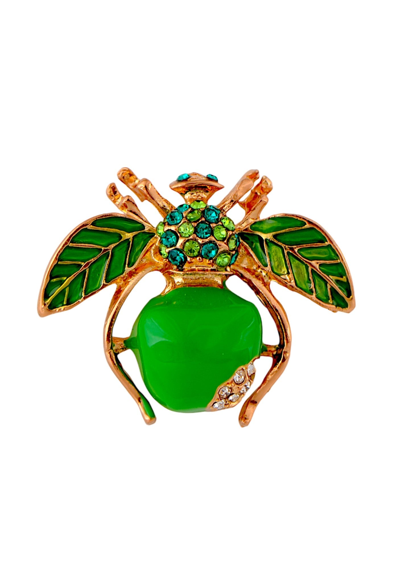 Elegant Crystal Rhinestone Fruit and Bee Brooch - Fashionable Gold Plated Fruit Insect Lapel Pins for Dresses and Accessories